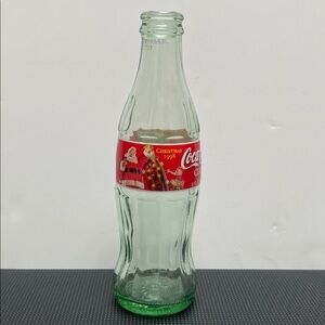 1998 Christmas Coca-Cola Classic Santa and Elf Empty Collector Bottle - 7.5”